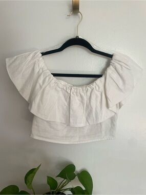 A New Day Women’sWhite Off-Shoulder Ruffle Crop Top - Small